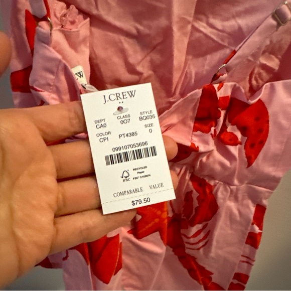 J Crew Women's 0 Tank Top Pink Tie-Back Strappy Lobster Starfish Peplum NWT - Picture 10 of 12